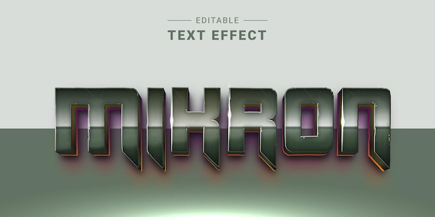 Efecto de texto metálico cromado 3d