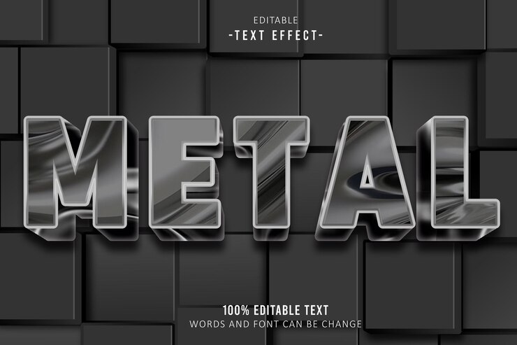 Vector efecto de texto metálico editable en relieve 3d de estilo moderno