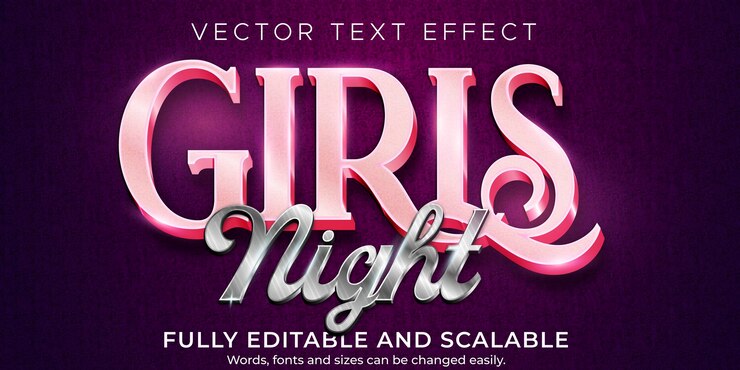 Vector efecto de texto metálico noche editable estilo de texto brillante y elegante