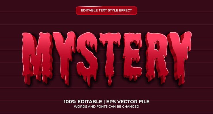 Vector efecto de texto misterioso editable estilo de texto de sangre