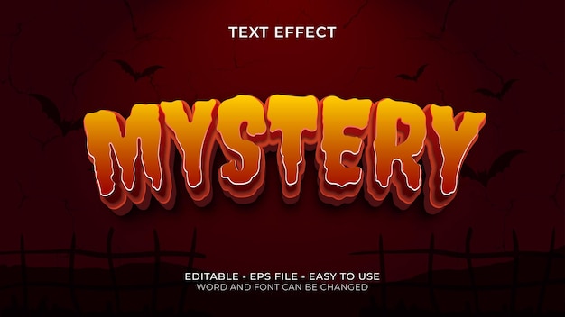 Efecto de texto misterioso editable listo para su uso
