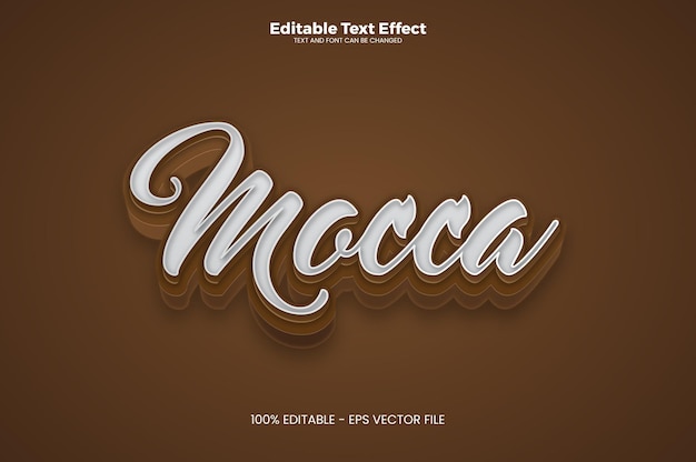 Efecto de texto moca en estilo de tendencia moderna.