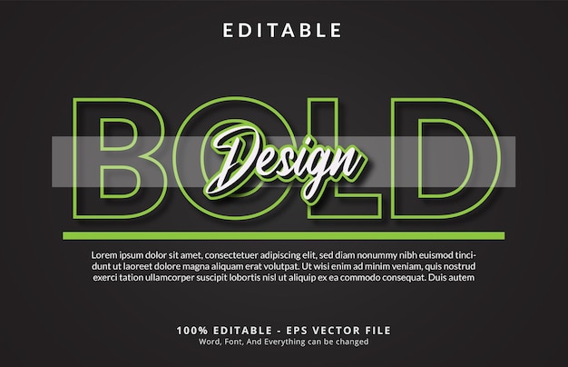 Efecto de texto de moda de diseño atrevido editable