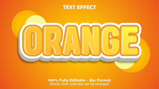 Vector efecto de texto moderno 3d naranja