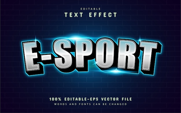 Efecto de texto moderno de deportes con luz azul