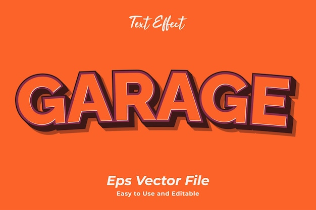 Efecto de texto moderno garaje editable y fácil de usar vector premium