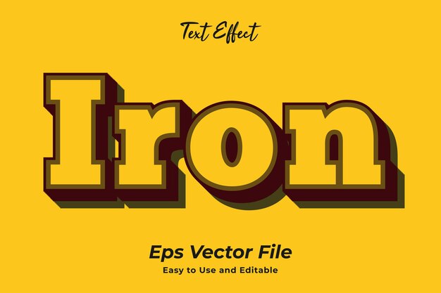 Efecto de texto moderno Hierro Editable y fácil de usar vector premium