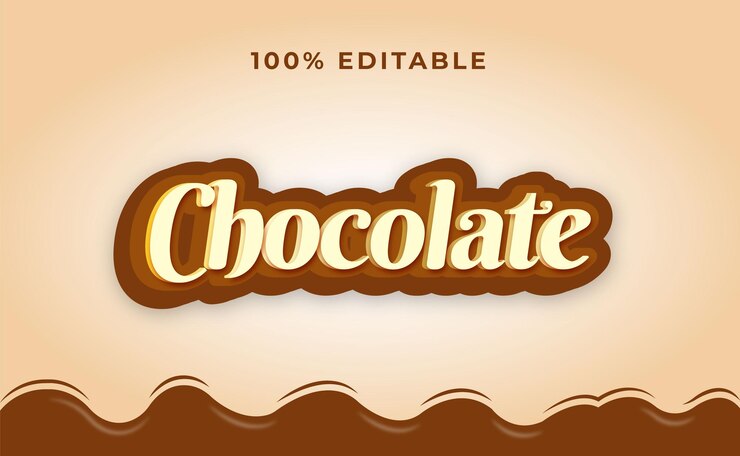 Efecto de texto moderno de letras de chocolate con vector de letras de chocolate