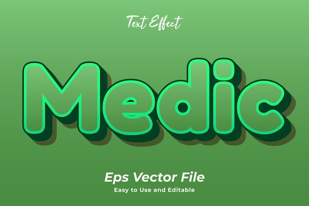 Efecto de texto moderno Medic Editable y fácil de usar vector premium