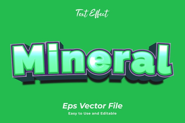 Efecto de texto moderno mineral editable y fácil de usar vector premium