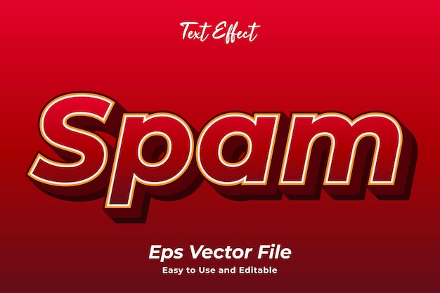 Efecto de texto moderno Spam Editable y fácil de usar vector premium