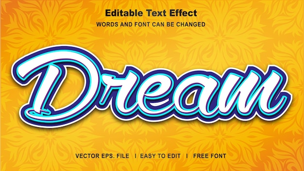 Efecto de texto modificable estilo de texto sueño en tres dimensiones Vecteur Premium