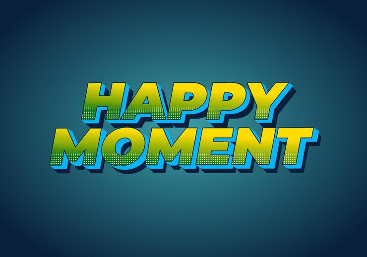 Vector efecto de texto de momento feliz en estilo 3d con colores modernos