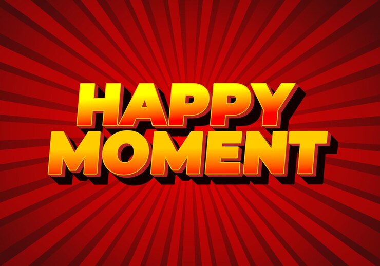 Vector efecto de texto de momento feliz en estilo 3d con colores modernos