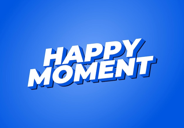 Efecto de texto de momento feliz en estilo 3D con colores modernos