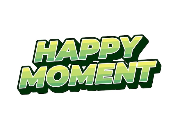 Efecto de texto de momento feliz en estilo 3D con colores modernos