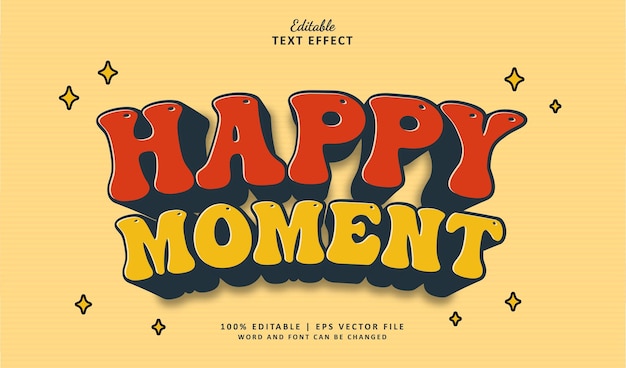 Efecto de texto del momento feliz Estilo de efecto de texto editable Estilo de texto vintage retro de los años 90