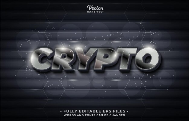 Vector efecto de texto de moneda criptográfica editable eps cc