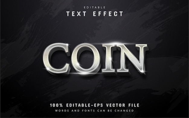 Vector efecto de texto de moneda de plata
