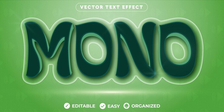 Vector efecto de texto monoefecto de texto de fuente totalmente editable