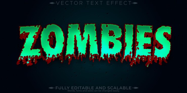 Vector efecto de texto de monstruo de halloween estilo de texto de horror y miedo editable