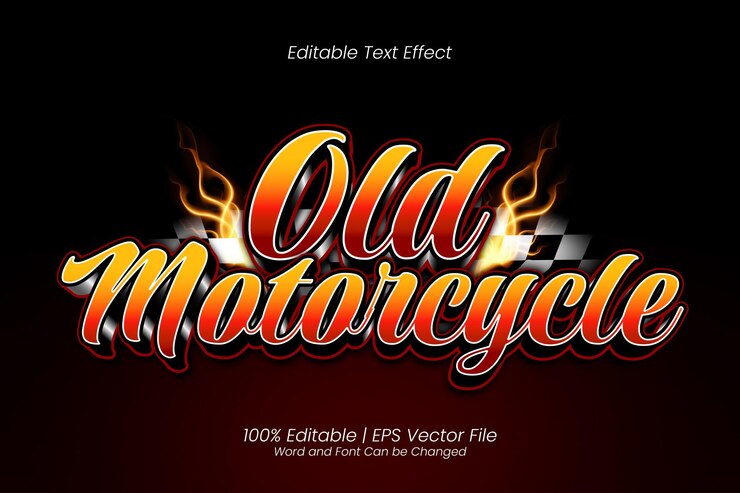 Vector efecto de texto de motocicleta antigua estilo de carreras vintage