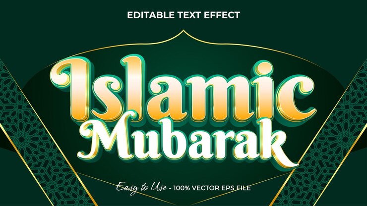 Vector efecto de texto mubarak islámico estilo gráfico de festival de lujo texto ligero editable