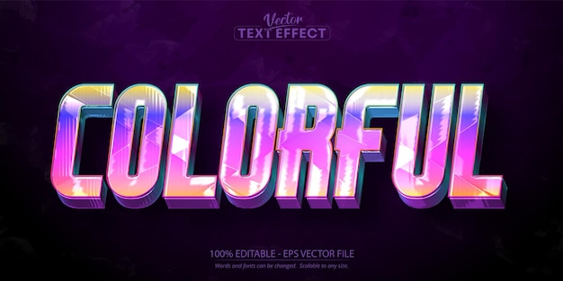Efecto de texto multicolor editable colores brillantes estilo de texto texto colorido sobre fondo morado oscuro