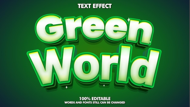 Efecto de texto de mundo verde