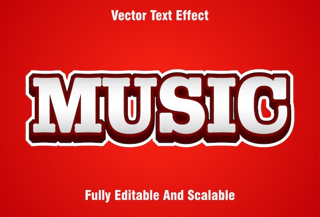 Efecto de texto musical con color rojo estilo 3d editable