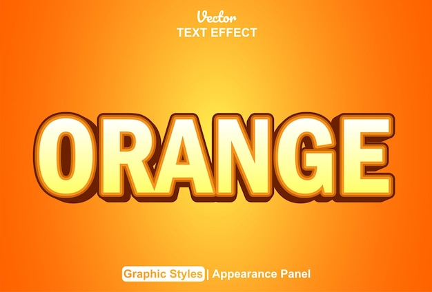 Vector efecto de texto naranja con estilo gráfico y editable.