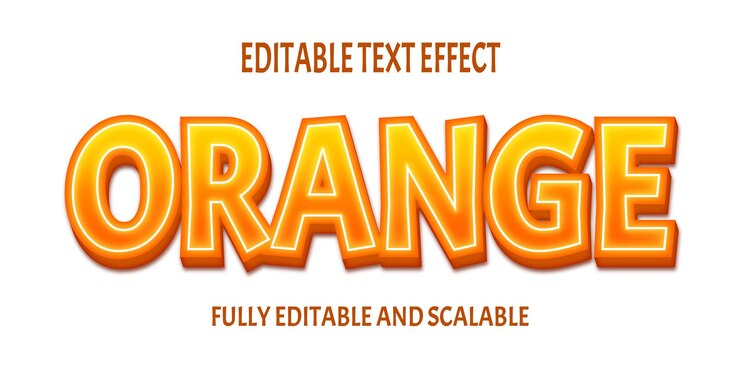 Vector efecto de texto naranja con letra 3d naranja