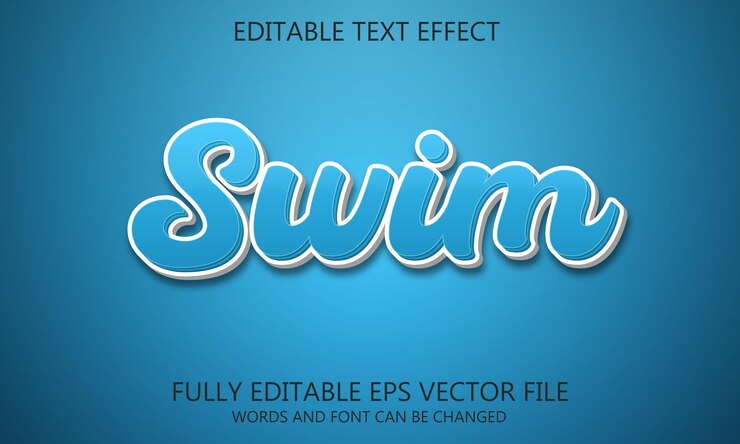 Vector efecto de texto de natación
