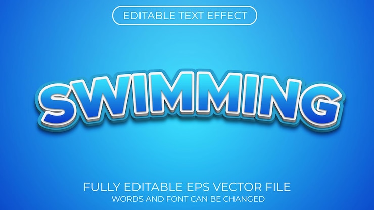 Vector efecto de texto de natación