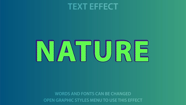 Efecto de texto de la naturaleza. ilustración vectorial editable