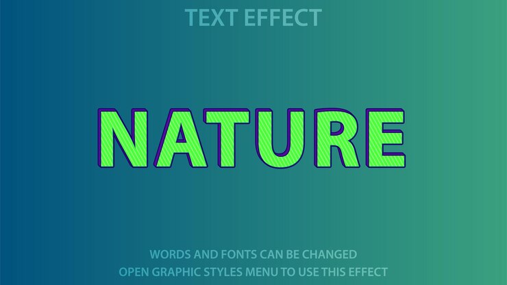 Vector efecto de texto de la naturaleza. ilustración vectorial editable