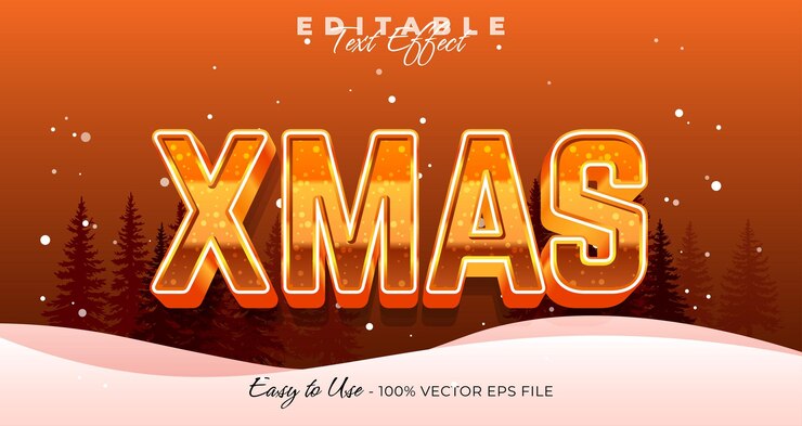 Vector efecto de texto de navidad 3d plantilla de tipografía de navidad estilo gráfico