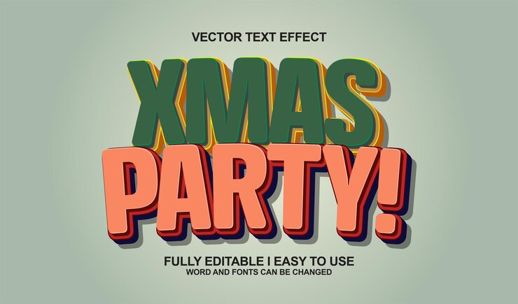 Vector efecto de texto de navidad editable en 3d título estilo gráfico