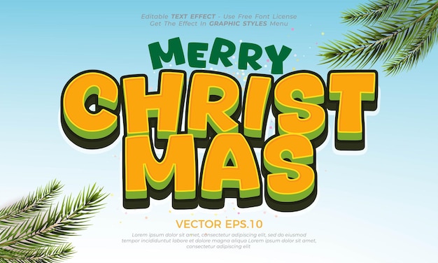 Efecto de texto de Navidad editable estilo 3D