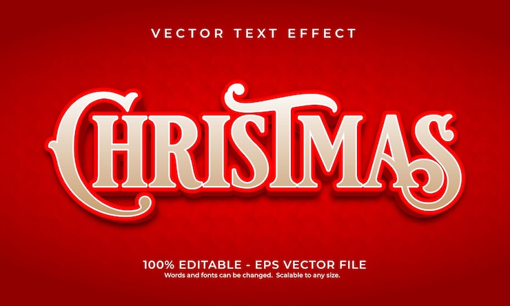 Vector efecto de texto de navidad