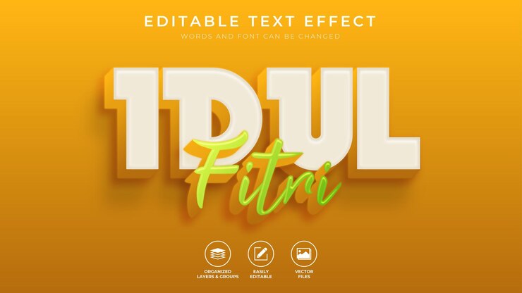 Efecto de texto en negrita 3d estilo idul fitri