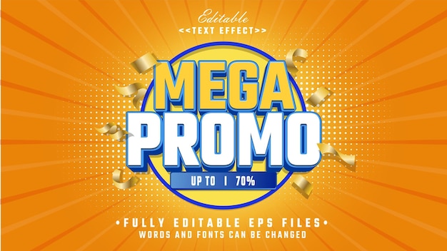Efecto de texto en negrita de mega promociones en 3D