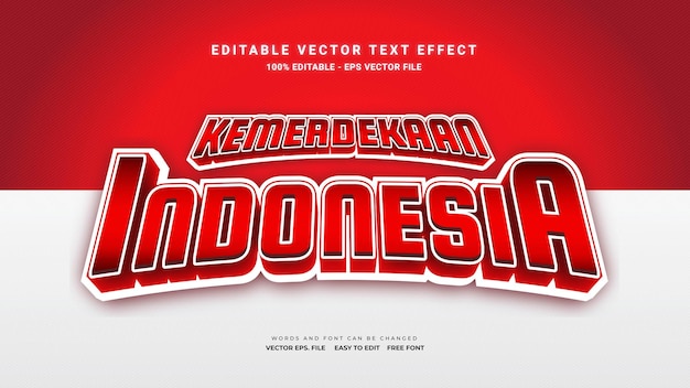 El efecto de texto en negrita de Vector Indonesia es la celebración del día de la independencia de Indonesia