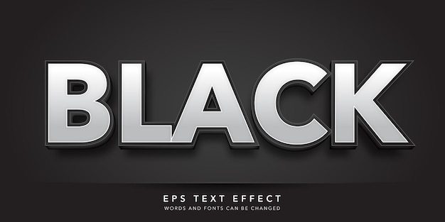 Efecto de texto en negro 3D editable