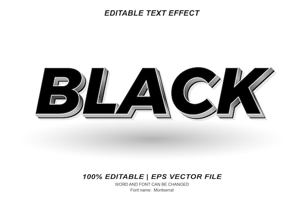 Vector efecto de texto negro diseño vectorial editable en 3d