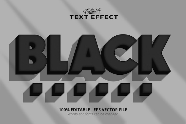 Vector efecto de texto negro efecto de texto editable estilo de efecto de sombra mínimo efecto de texto negro