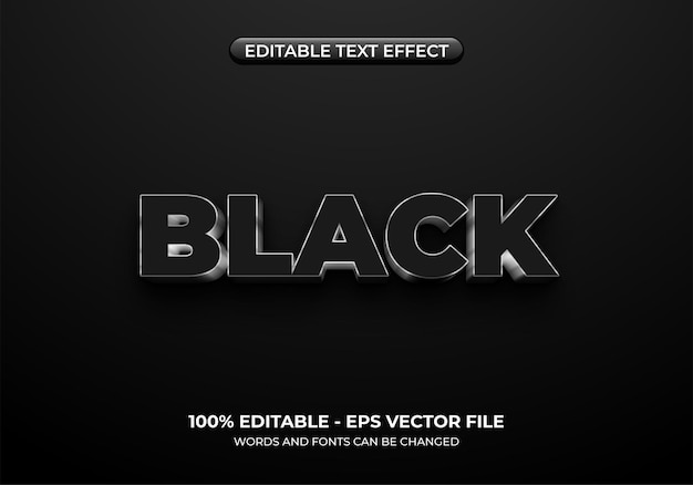 Efecto de texto negro y en negrita con el contorno plateado sobre un fondo oscuro Efecto de texto editable oscuro