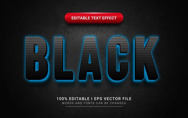 Vector efecto de texto negro