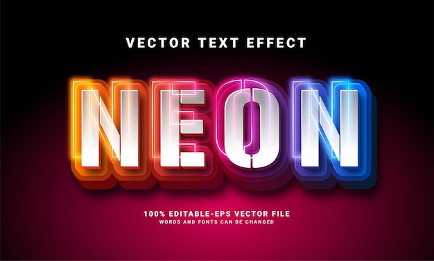 Efecto de texto de neón 3d. efecto de estilo de texto editable con tema de luz colorida, adecuado para las necesidades de eventos coloridos.