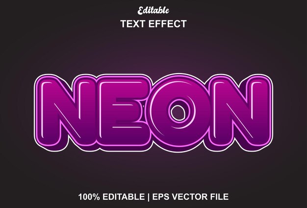 Efecto de texto de neón con color morado y editable.